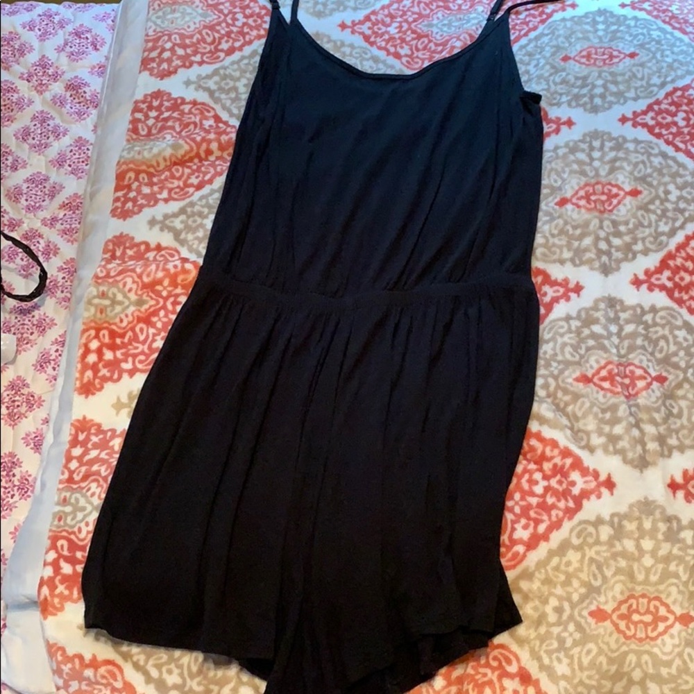 Black spaghetti-strap romper
